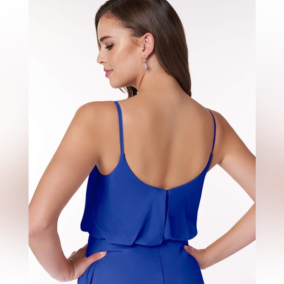 Azazie Lupe Cobalt Blue Floor Length Bridesmaid Dress Size 14 - Picture 3 of 10
